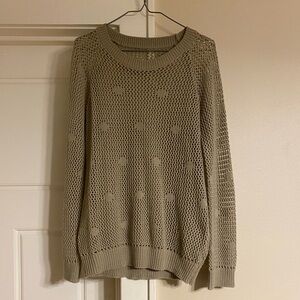 Tan Crew Neck Sweater with Relaxed Fit